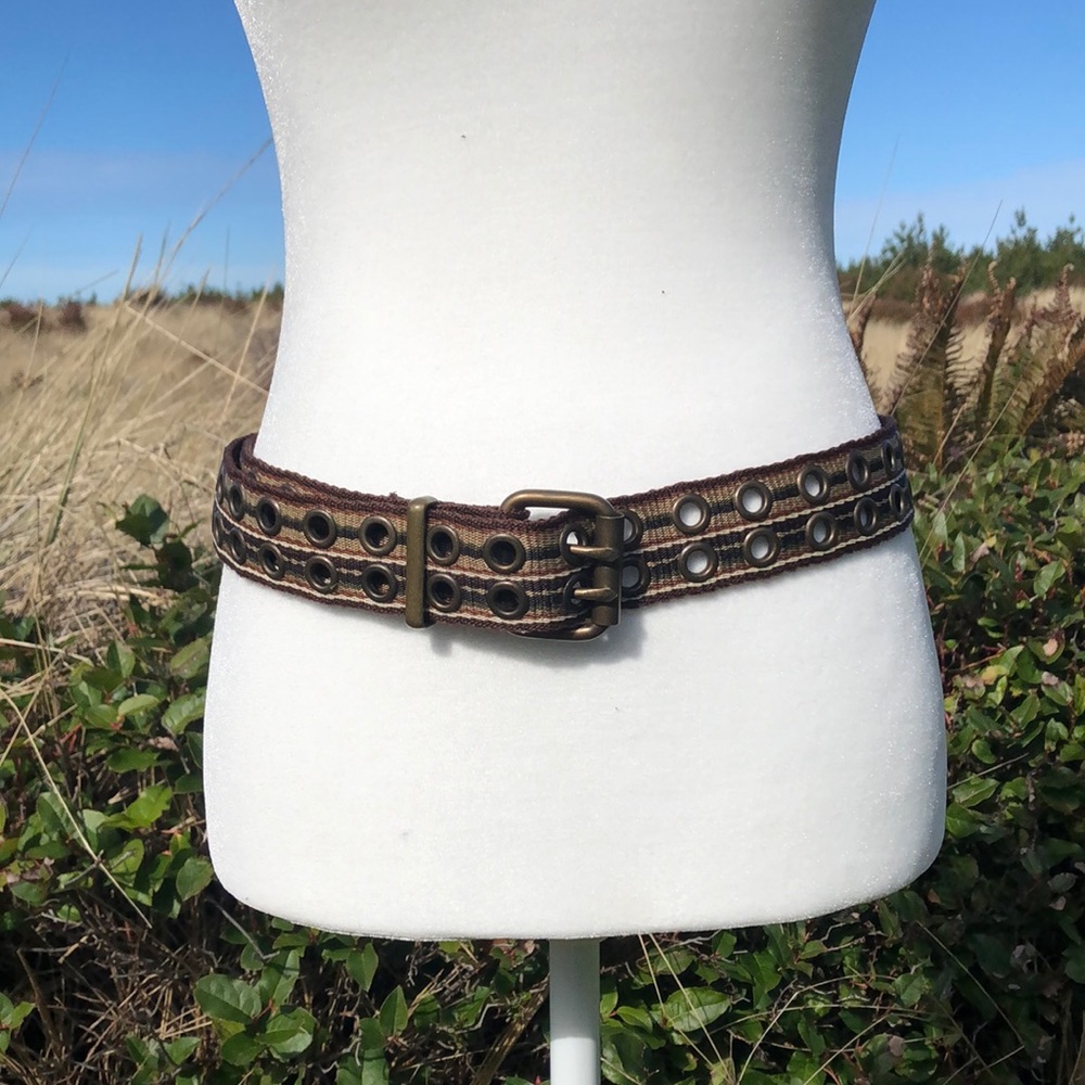 Brown and tan grommet belt